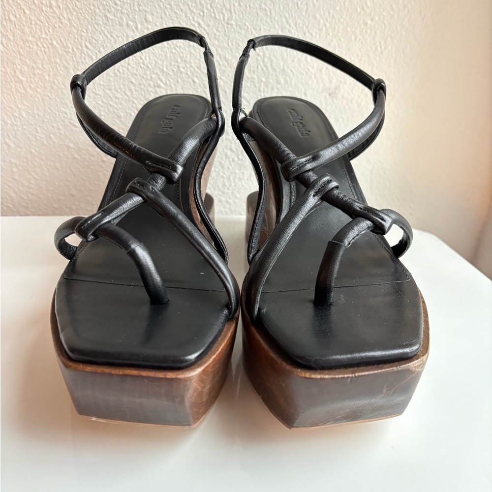Cult Gaia Nela Wooden Platform Sandals Shoes Size 41 EU 11 US Black - Picture 3 of 12